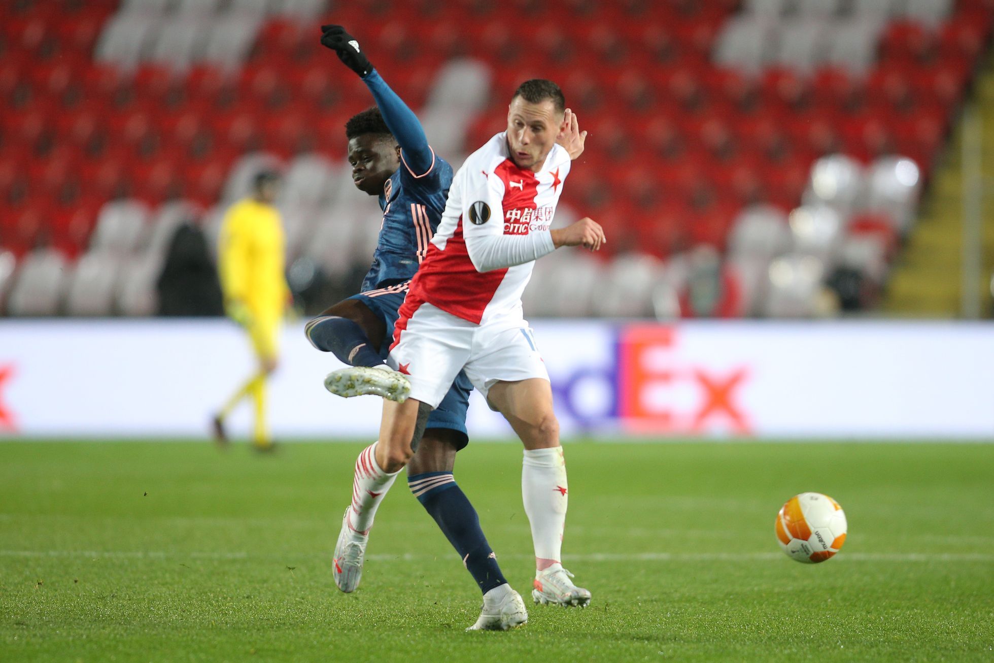 Jan Bořil v odvetě čtvrtfinále Evropské ligy Slavia - Arsenal
