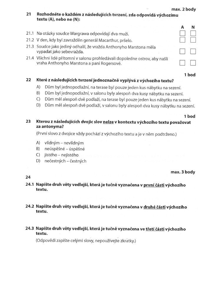 přijímací test - ČJ