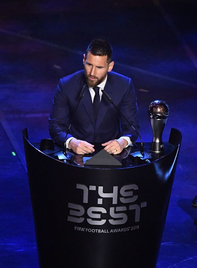 Lionel Messi při vyhlašování ankety The Best FIFA Football Awards.