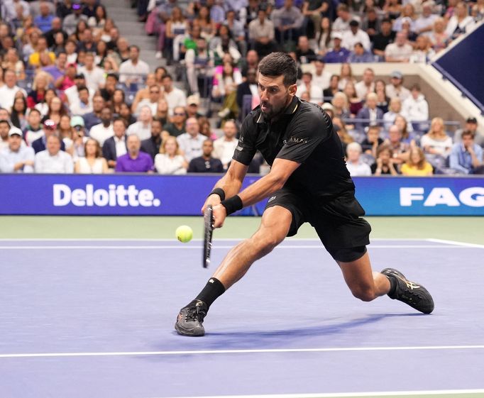 Novak Djokovič v utkání 3. kola US Open 2025