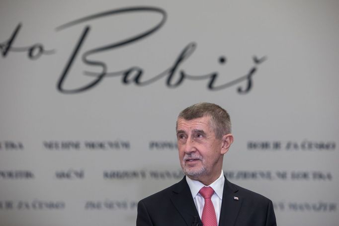 Prezidentský kandidát Andrej Babiš během svého vystoupení v pražském volebním štábu. 14. 1. 2023