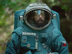 As the footage increases, the cosmonaut from the Czech Republic slips into unintentionally comical moments.  The picture shows Adam Sandler as Jakub Procházka.