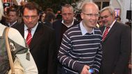 Jiří Paroubek a Bohuslav Sobotka (ČSSD) v Lidovém domě.