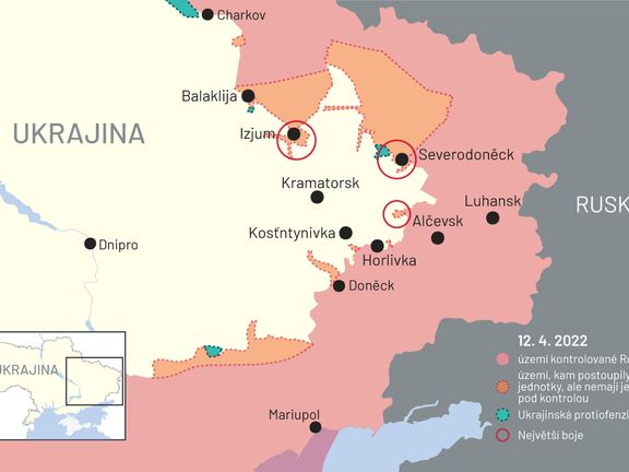 Aktuální mapa bojových operací na Donbase.