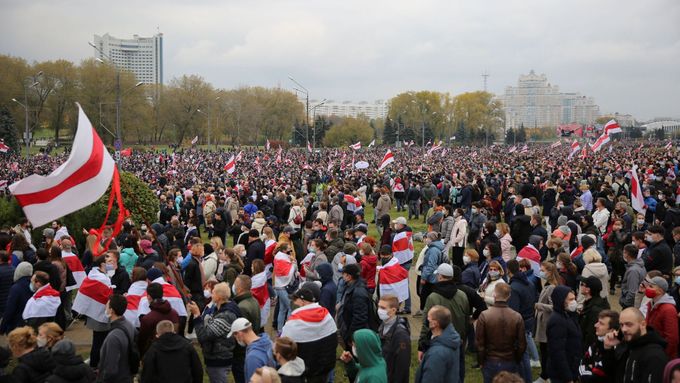 Protesty v Bělorusku, snímek z října 2020