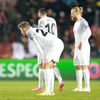 Zklamaní Estonci po utkání kvalifikace MS ve fotbale Česko - Estonsko