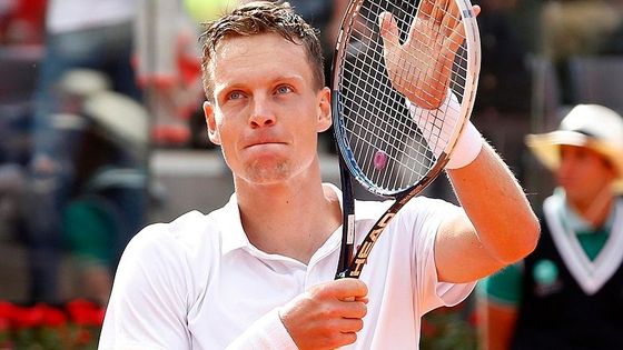 Tomáš Berdych a jeho radost. V Římě právě porazil světovou jedničku.