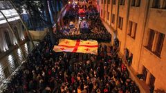 gruzie protesty evropská unie demonstrace vodní děla