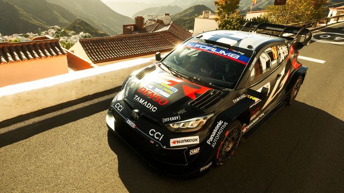 Kalle Rovanperä (Toyota) na trati Rallye Kanárských ostrovů 2025