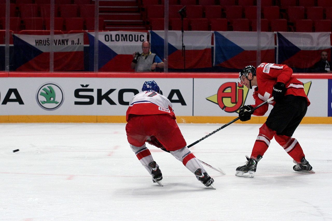 Hokej, MS 2013, Česko - Švýcarsko: Ryan Gardner pálí
