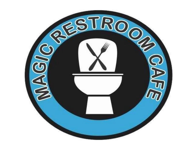 Vývěsní štít Magic Restroom Cafe.