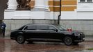 The Aurus Senate limousine carrying Russian President Vladimir Putin drives prior to an inauguration ceremony at the Kremlin in Moscow, Russia May 7, 2024. Sputnik/Sergei