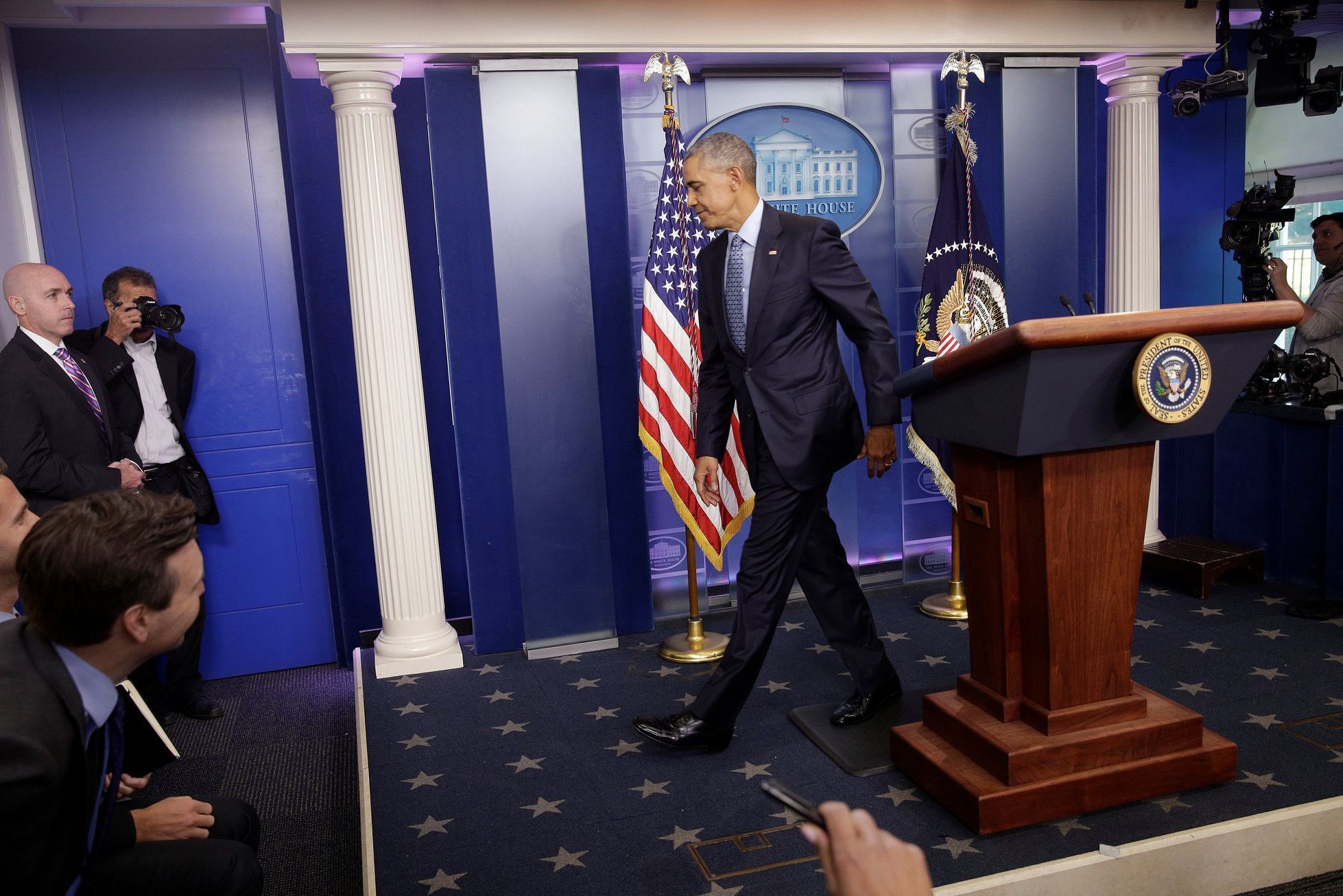 Barack Obama na své poslední tiskové konferenci v Bílém domě