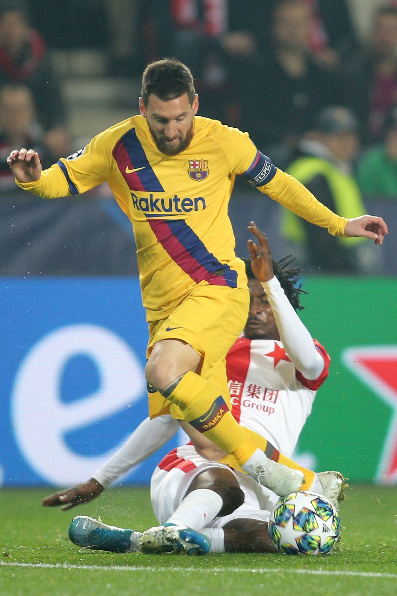 Lionel Messi v zápase LM Slavia - Barcelona
