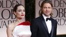 Actors Angelina Jolie and Brad Pitt pose for photographers as they arrive at the 69th annual Golden Globe Awards in Beverly Hills, California in this January 15, 2012 file photo. Oscar-winning actress Jolie said on May 14, 2013 that she had undergone a preventive double mastectomy after finding out she had a gene mutation that leads to a sharply higher risk of both breast and ovarian cancer. Jolie, writing in the New York Times, said her mother's death from cancer at 56 and the discovery that she carried the BRCA1 gene mutation led to her decision out of fears she might not be around for her six children. REUTERS/Mario Anzuoni/Files (UNITED STATES - Tags: ENTERTAINMENT HEALTH) Published: Kvě. 14, 2013, 8 dop.