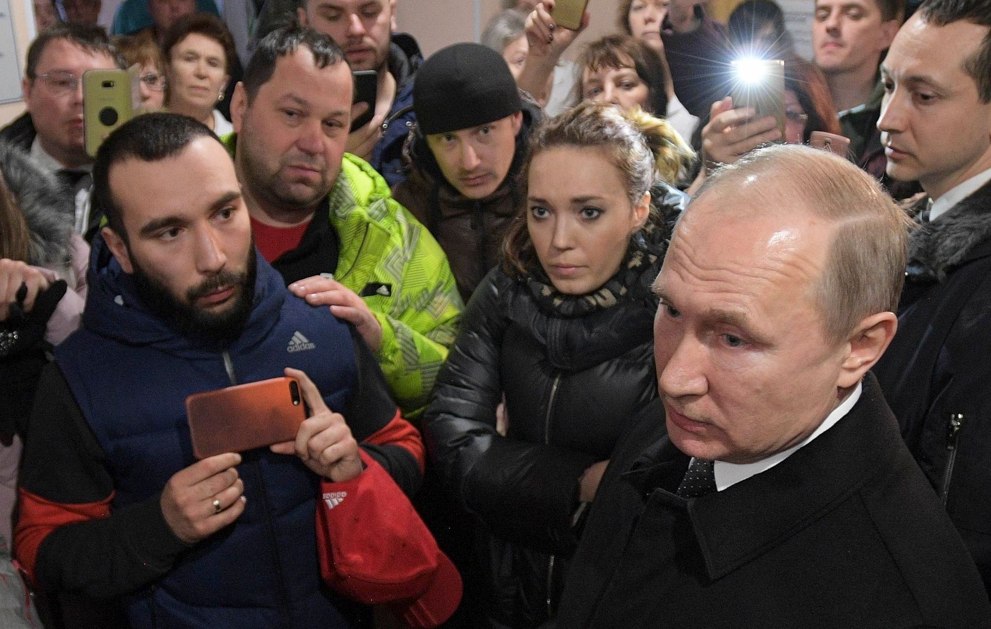 Vladimir Putin při návštěvě Kemerova.