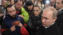 Vladimir Putin při návštěvě Kemerova.