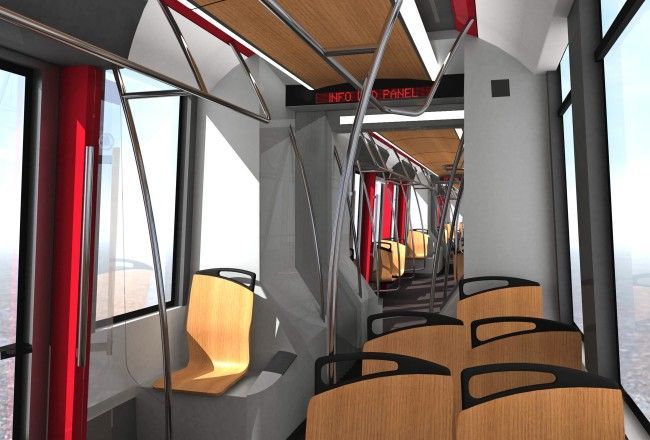 Nová tramvaj pro Prahu 15T - interiér dřevo
