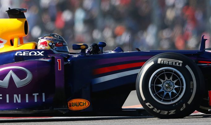 Red Bull Formula One driver Sebastian Vettel of Germany drives during the Austin F1 Grand Prix at the Circuit of the Americas in Austin November 17, 2013. REUTERS/Adrees