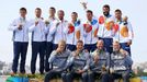 OH 2016, rychlostní kanoistika - K4, 1000 m: druzí Slováci, Jan Štěrba, Josef Dostál, Lukáš Trefil a Daniel Havel a vítězní Němci