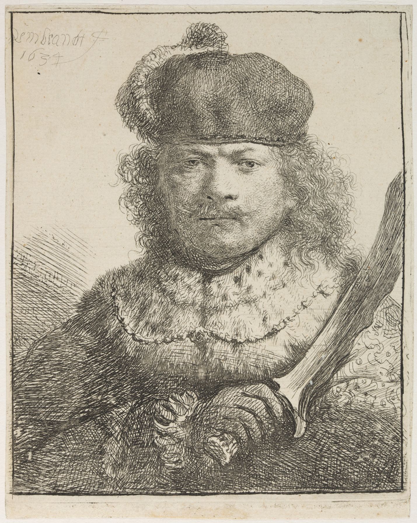 Rembrandt van Rijn: Autoportrét se vztyčenou šavlí, 1634