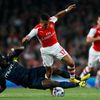 Arsenal's Sanchez fights for the ball with Southampton's Wanyama during their English League Cup soccer match at the Emirates stadium in London