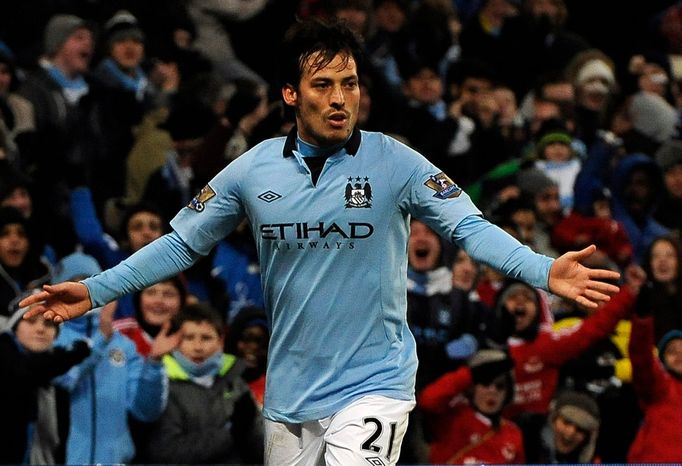 David Silva se raduje z gólu Manchesteru City