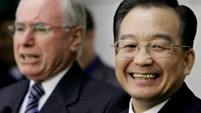 Čínský premiér Wen Jibao po podepsání dohody s Autrálií o dovozu uranu.