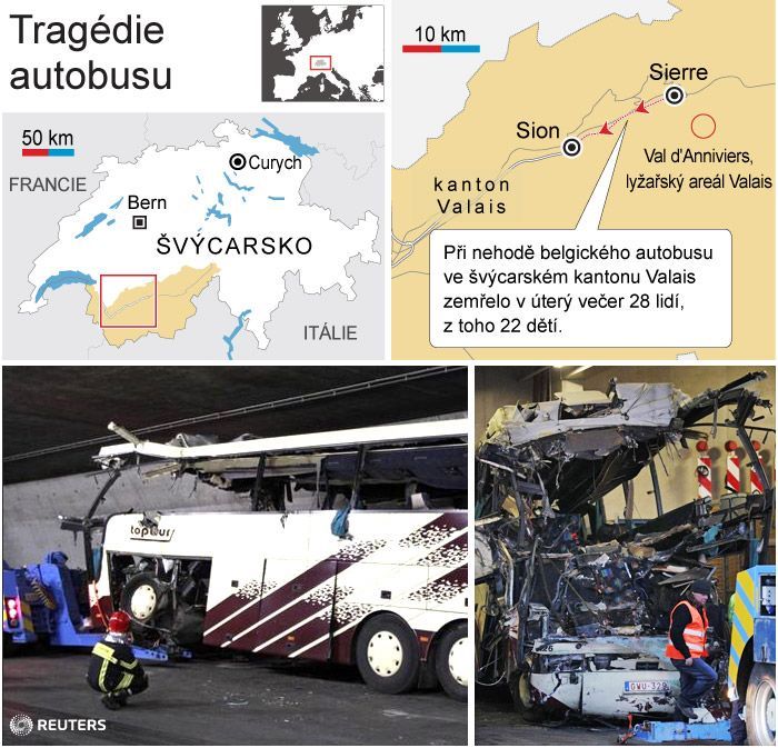 Nehoda belgického autobusu ve Švýcarsku