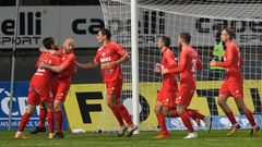 7. kolo fotbalové Fortuna:Ligy 2020/21, Jablonec - Brno: Fotbalisté Brna se radují z gólu