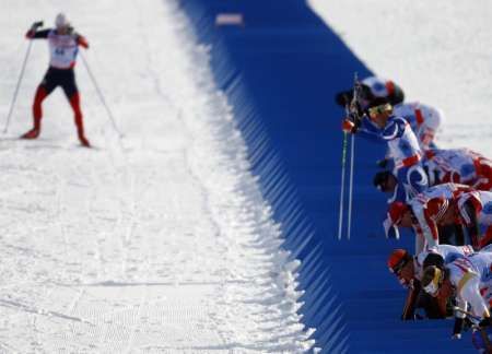 Skiatlon - výměna lyží