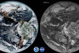 Rozdíl mezi snímky ze starého satelitu (vpravo) a z GOES-16 (vlevo). Vznikly ve stejnou chvíli 15. ledna 2017.