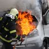 Zásah hasičů při požáru v centru Zlína