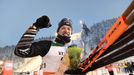 Winner Iivo Niskanen of Finland celebrates after the men's Cross Country 15 km Classic race at FIS Ruka Nordic 2016 World Cup season opening in Kuusamo