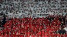 Choreo slávistických fanoušků v zápase LM Slavia Praha - Borussia Dortmund