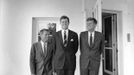 Former United States President John F. Kennedy (R) is joined by his brothers former Attorney General Robert F. Kennedy (L) and former U.S. Senator Edward Kennedy at the White House in Washington, in this handout image taken on August 28, 1963.