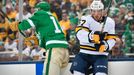 Jan 1, 2020; Dallas, Texas, USA; Dallas Stars center Jason Dickinson (18) checks Nashville Predators defenseman Dante Fabbro (57) during the 2020 Winter Classic hockey ga