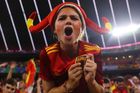 Španělští fanoušci v semifinále Eura 2024 Španělsko - Francie