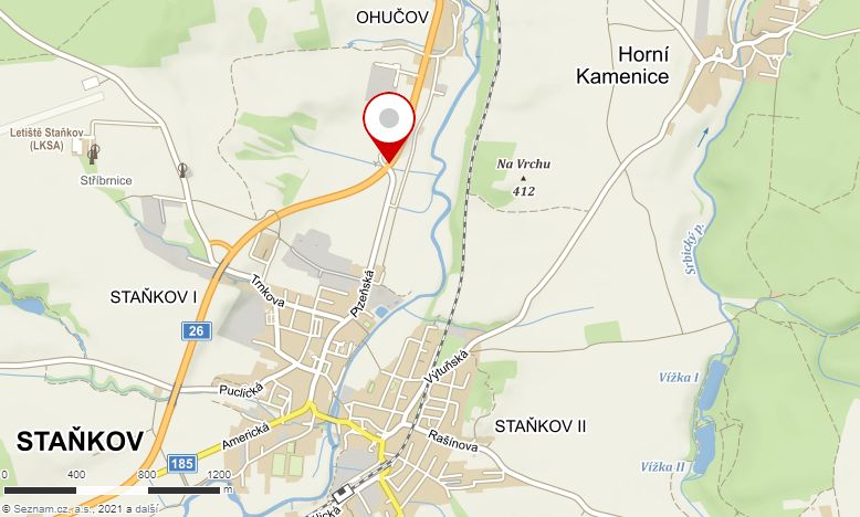 Mapa nehodových míst I/33 Staňkov