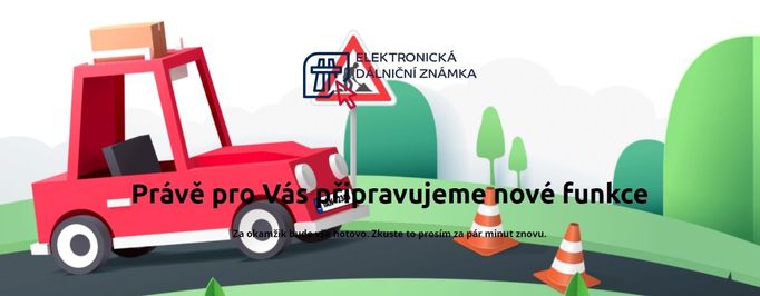 Nákup elektronických dálničních známek přes e-shop edalnice.cz zatím nefunguje.