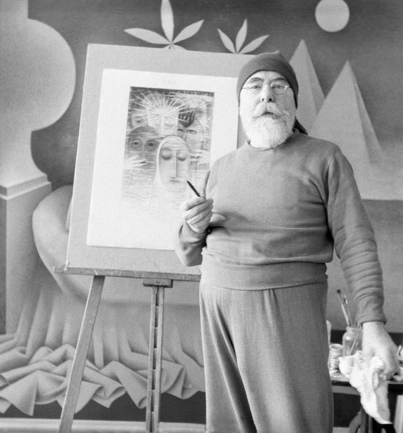 Jan Zrzavý ve svém ateliéru, 1956.