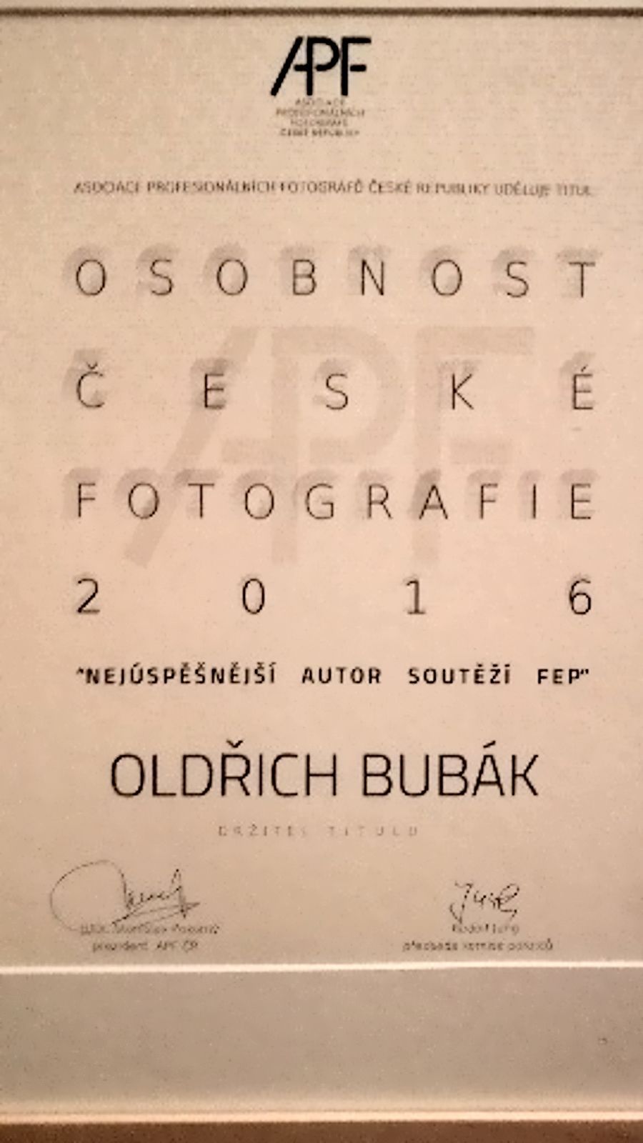 Oldřich Bubák - diplom