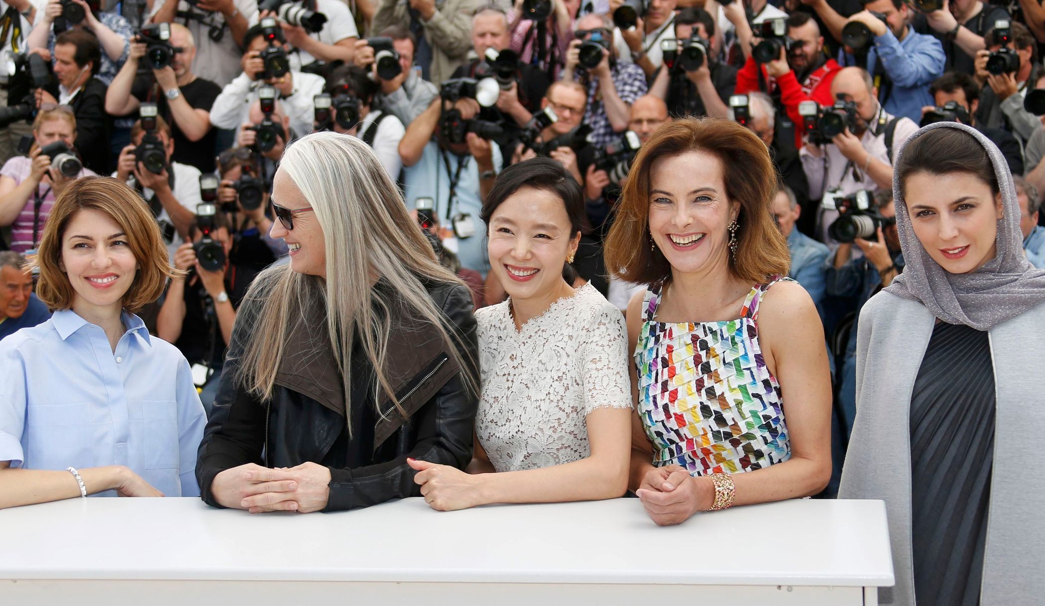 Jury President Jane Campion and jury members of the 67th Cannes Film Festival pose during a photocall before the opening of the Film Festival in Cannes