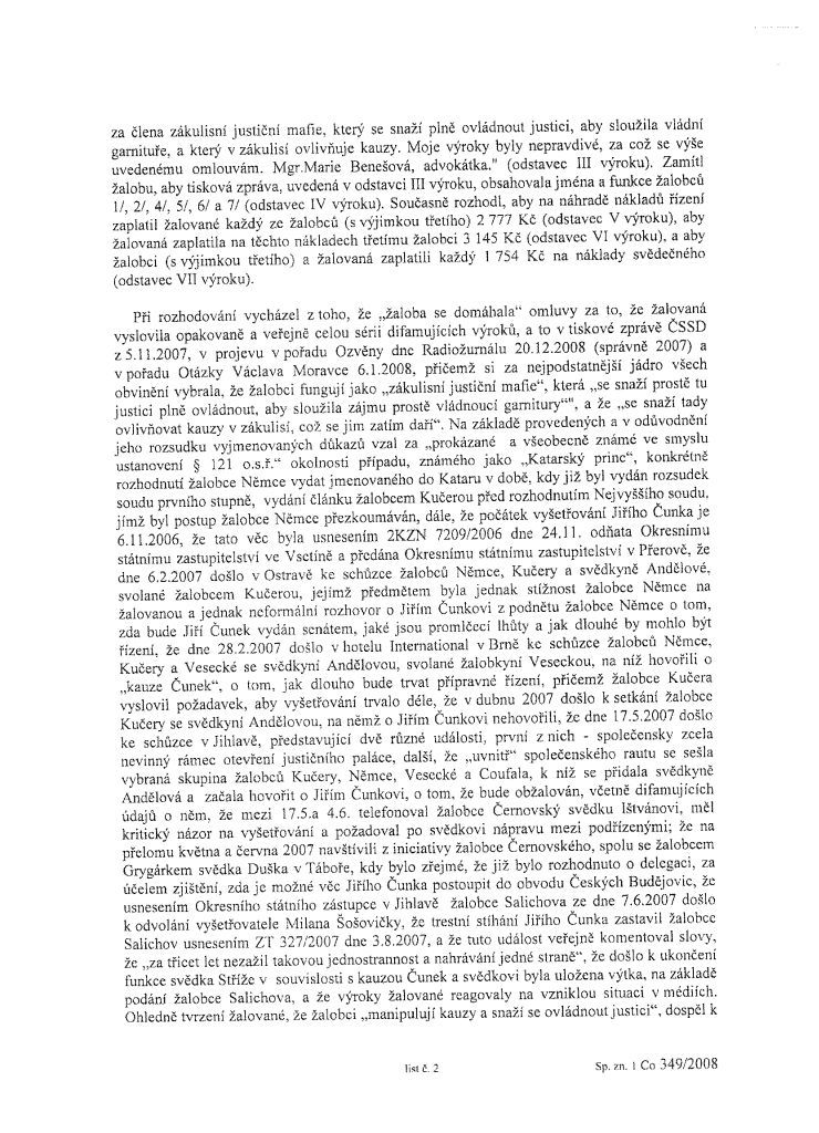 Usnesení Vrchního soudu v Praze v kauze justiční mafie, strana 2