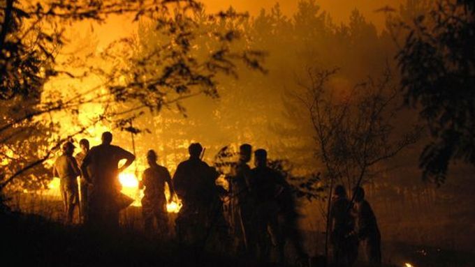Rozsáhlý požár lesa v Makedonii.