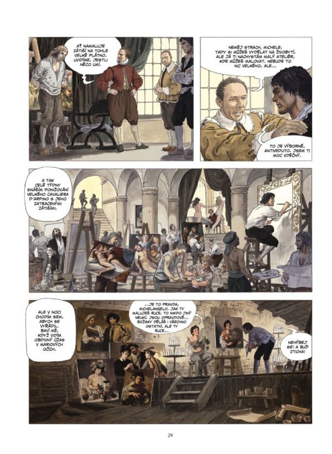 Ukázka z komiksu Caravaggio.