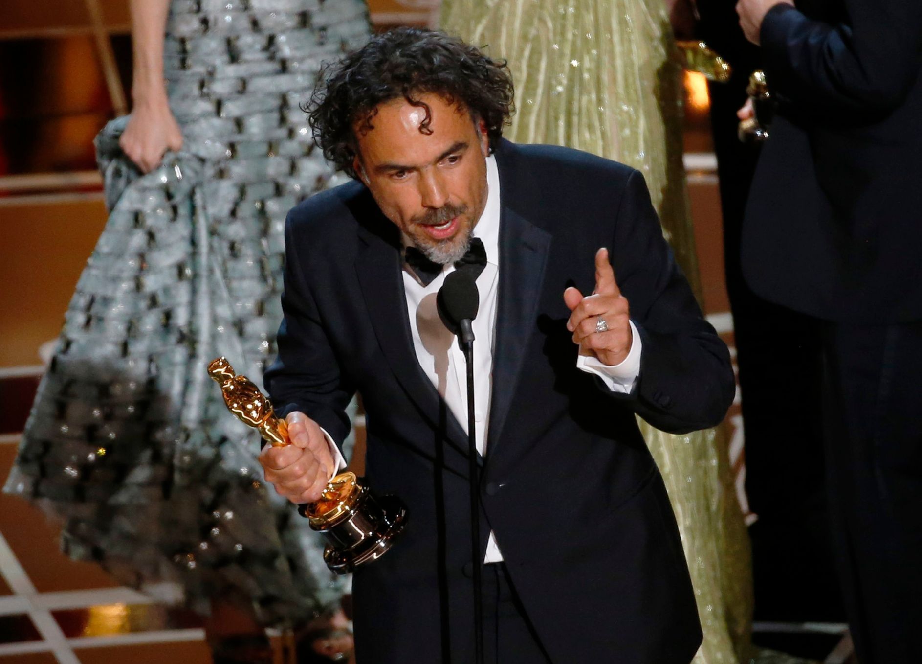 Director Alejandro Inarritu accepts the Oscar for best picture for his film &quot;Birdman&quot;during the 87th Academy Awards in Hollywood