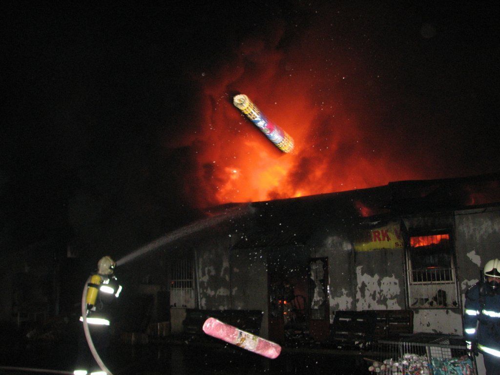 Požár tržnice v Brně