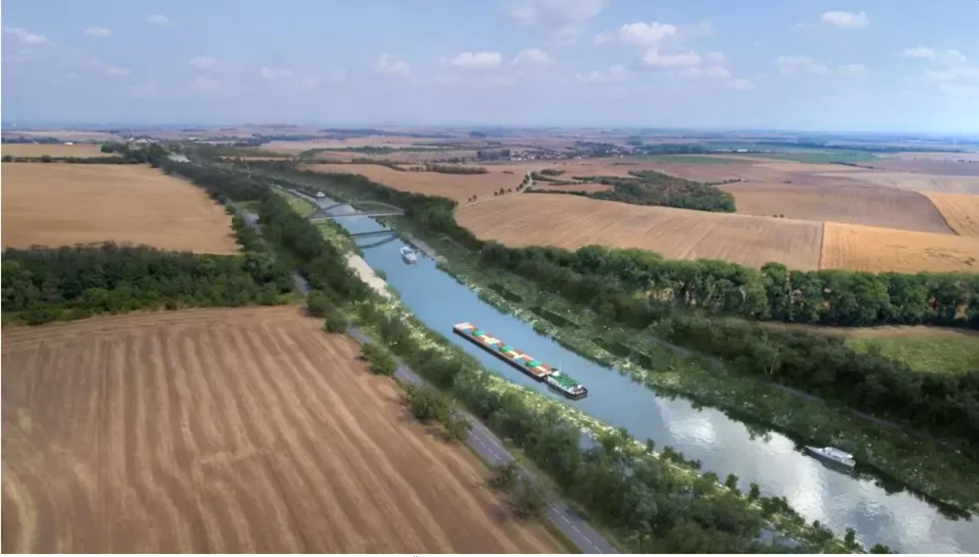 kanál Labe Odra Dunaj vizualizace