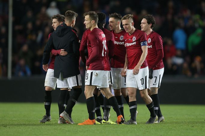 fotbal, Fortuna:Liga 2018/2019, Sparta - Plzeň, radost hráčů Sparty